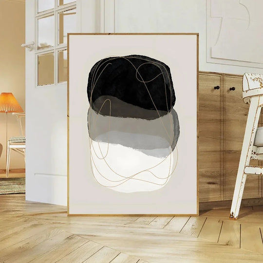 Balanced Asymmetric Abstract Canvas Wall Art Muted Tones