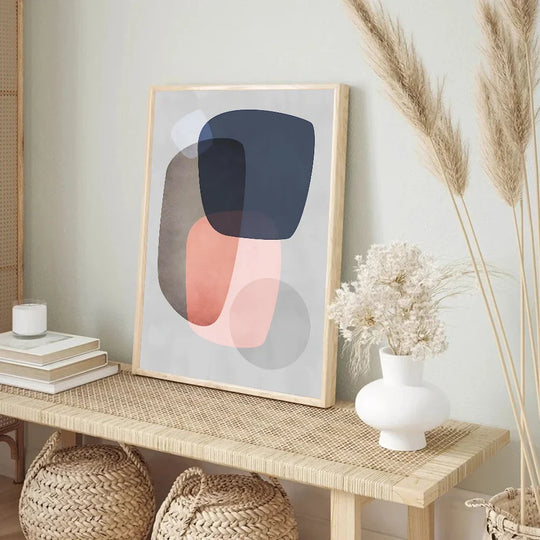 Balanced Asymmetric Abstract Canvas Wall Art Muted Tones