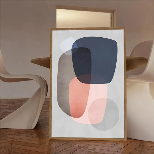 Balanced Asymmetric Abstract Canvas Wall Art Muted Tones