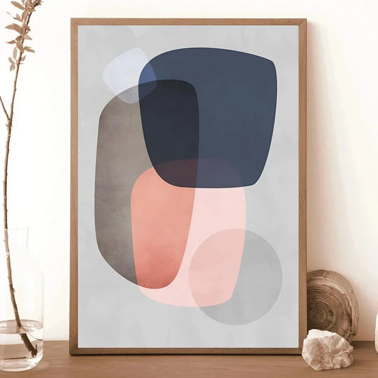 Balanced Asymmetric Abstract Canvas Wall Art Muted Tones