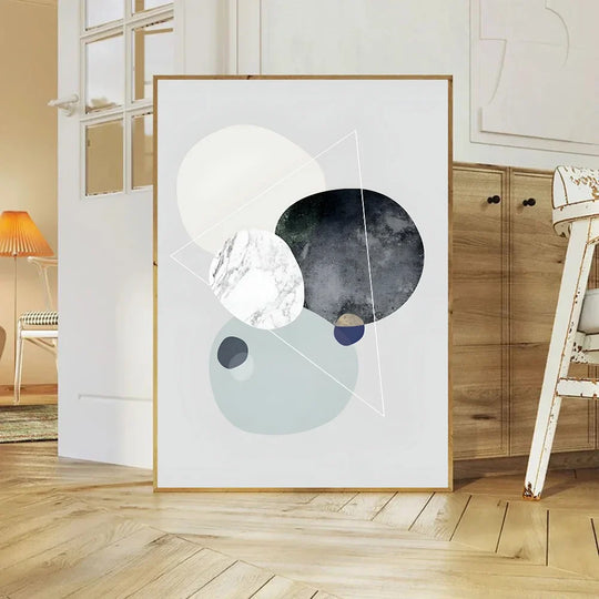 Balanced Asymmetric Abstract Canvas Wall Art Muted Tones