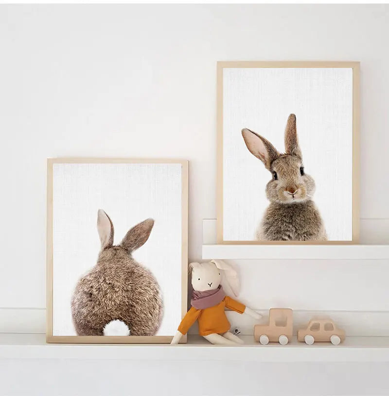 Bear Bunny Elephant Baby Animals Canvas Wall Art
