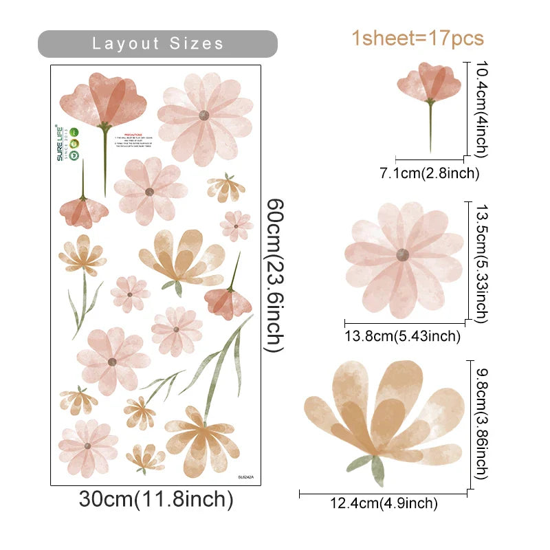 Bees Flowers Wall Stickers