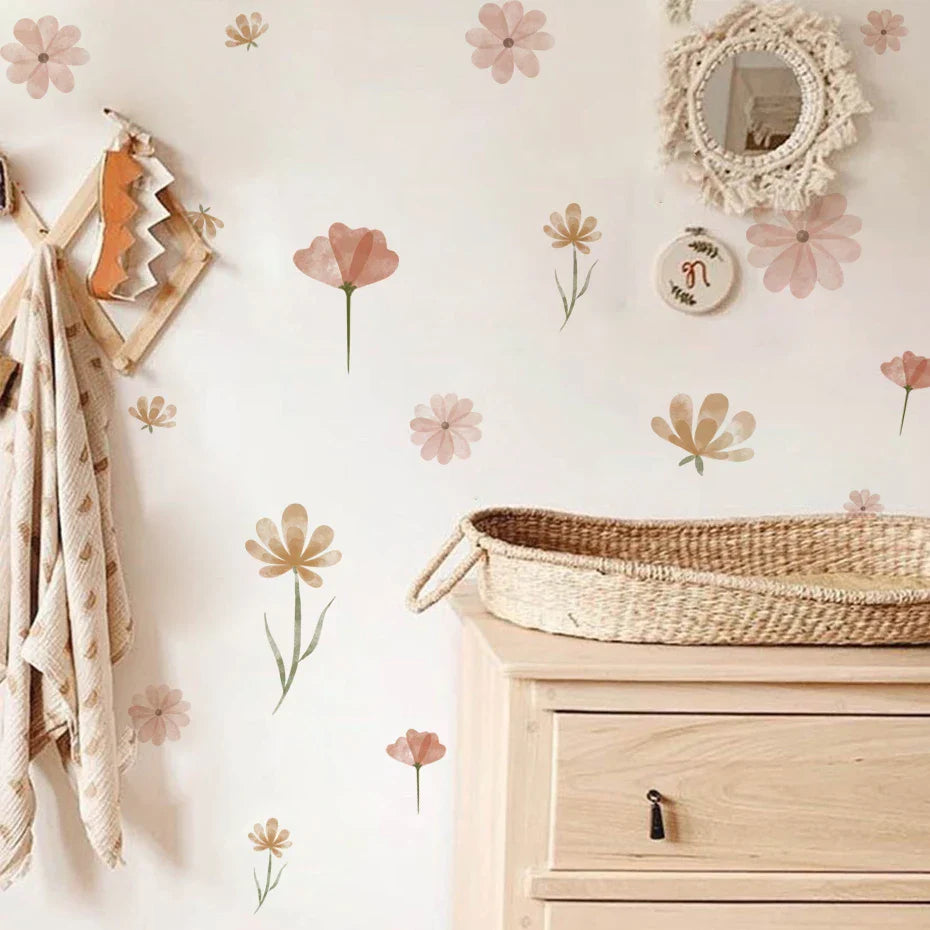 Bees Flowers Wall Stickers