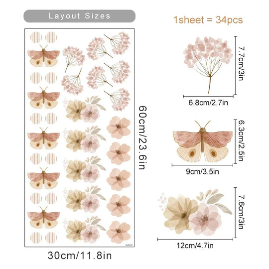 Bees Flowers Wall Stickers
