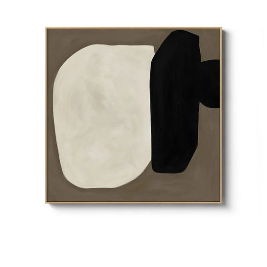 Beige Terracotta Minimalist Abstract Canvas Wall Art Square Unframed