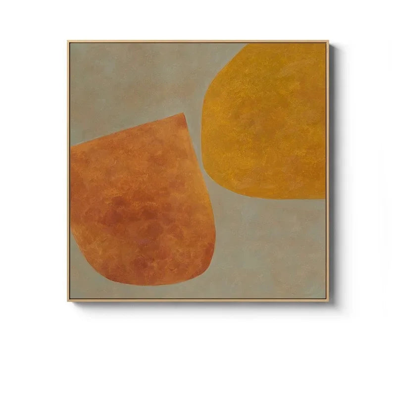 Beige Terracotta Minimalist Abstract Canvas Wall Art Square Unframed