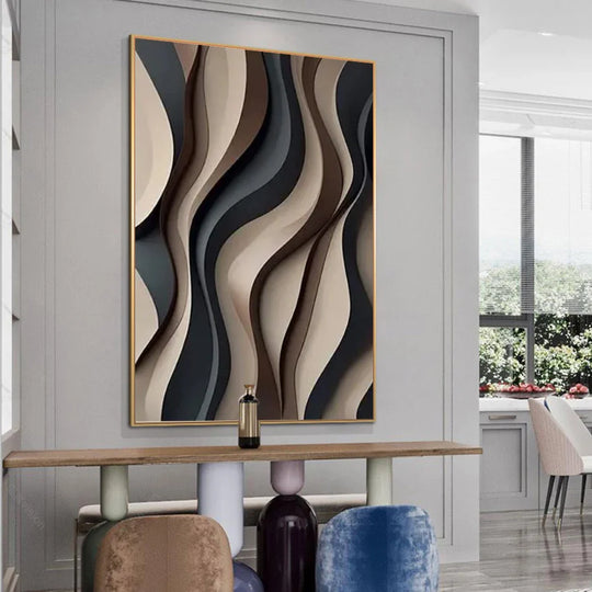 Modern Abstract Flowing Wavy Canvas Wall Art Print