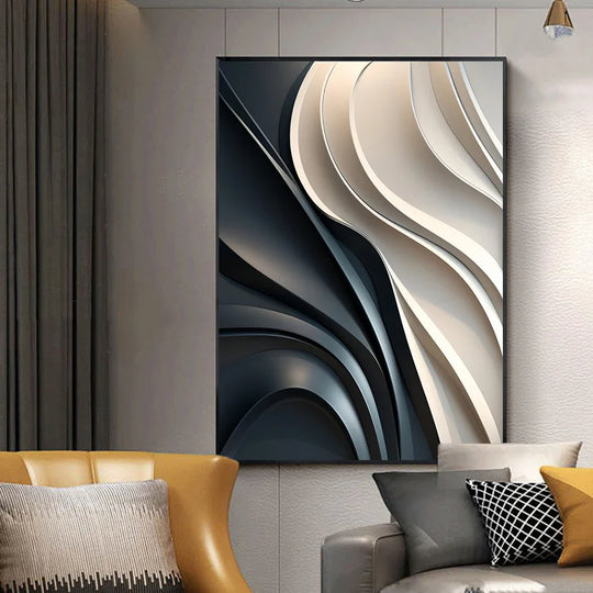 Modern Abstract Flowing Wavy Canvas Wall Art Print