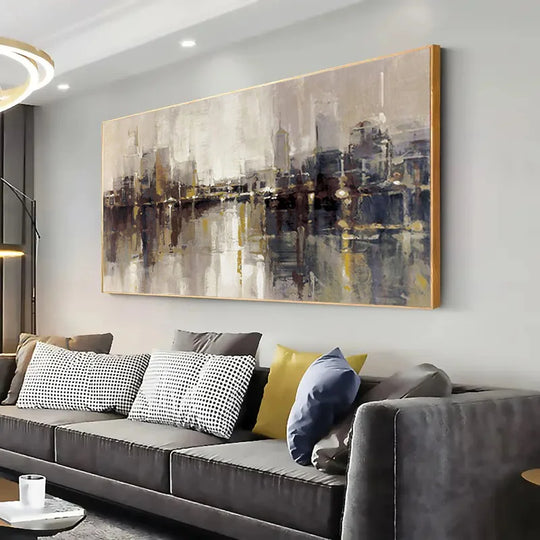 Large Urban Abstract Landscape Canvas Wall Art Unframed