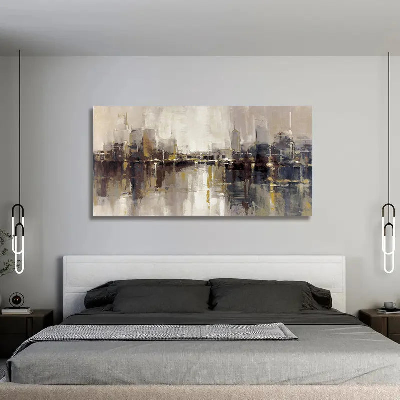 Large Urban Abstract Landscape Canvas Wall Art Unframed