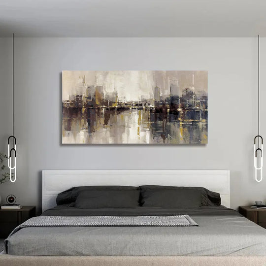 Large Urban Abstract Landscape Canvas Wall Art Unframed