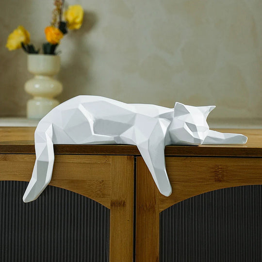 Geometric Cat Figurine Modern Resin Decor Accent