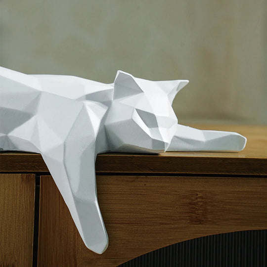 Geometric Cat Figurine Modern Resin Decor Accent