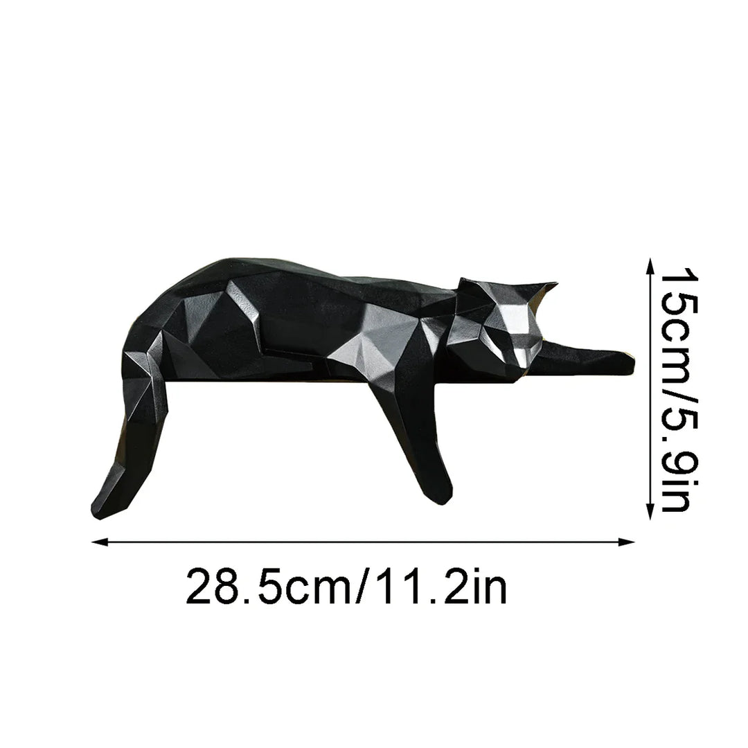 Geometric Cat Figurine Modern Resin Decor Accent