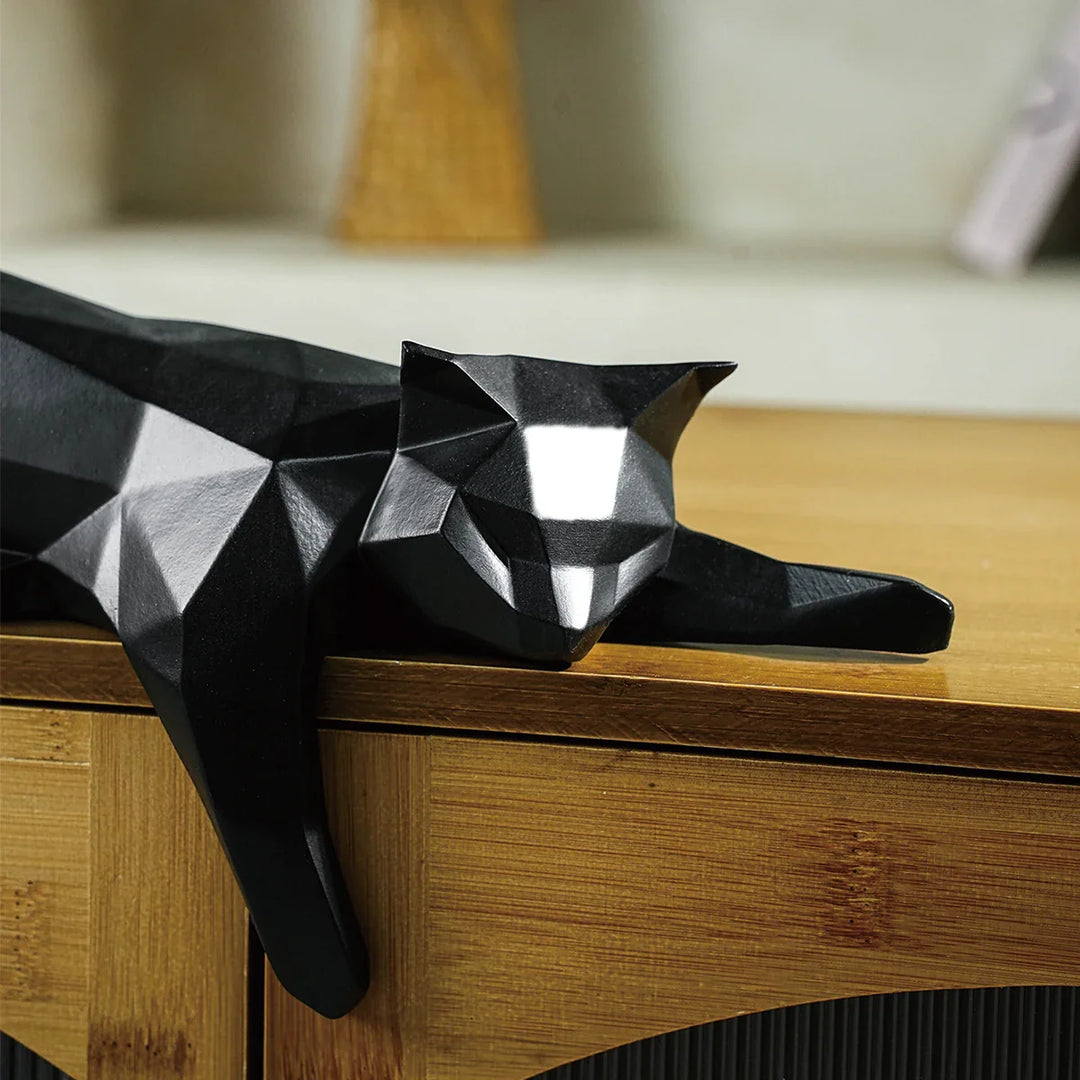 Geometric Cat Figurine Modern Resin Decor Accent