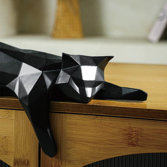 Geometric Cat Figurine Modern Resin Decor Accent