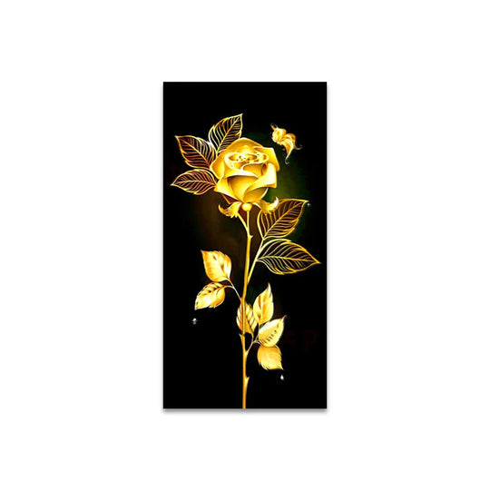 Black Golden Leaves Abstract Botanical Canvas Wall Art Unframed