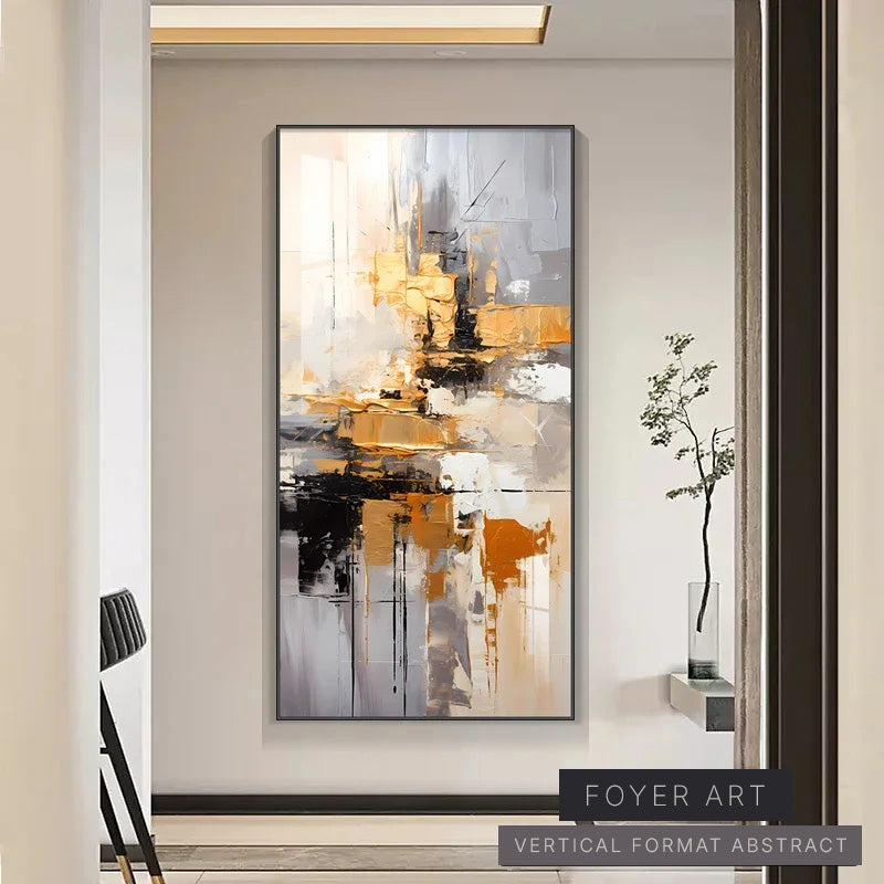 Black Grey Orange Abstract Canvas Wall Art Modern Decor