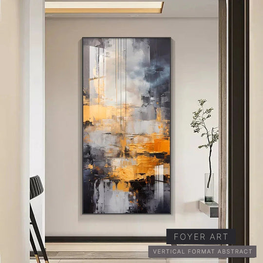 Black Grey Orange Abstract Canvas Wall Art Modern Decor