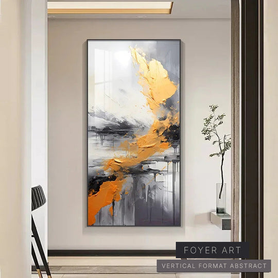 Black Grey Orange Abstract Canvas Wall Art Modern Decor