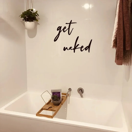 Set of 2 Get Naked Typographic Black Metal Wall Art