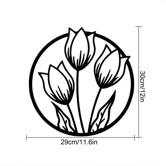 Black Metal Floral Silhouette Wall Art Decor