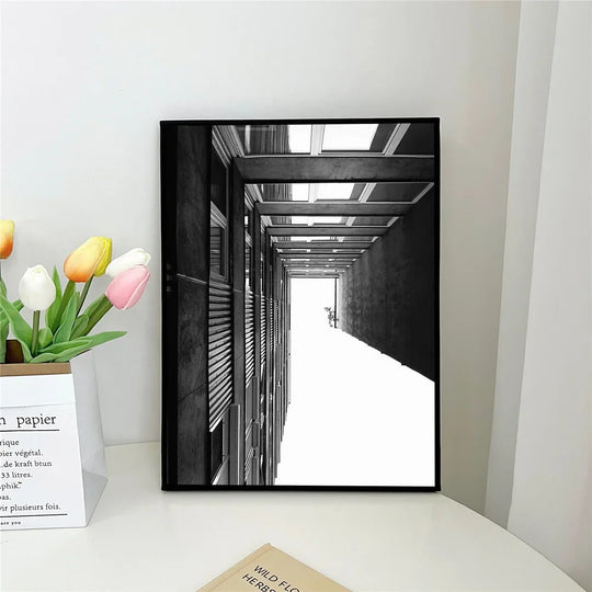 Black White Abstract Architectural Wall Art Poster