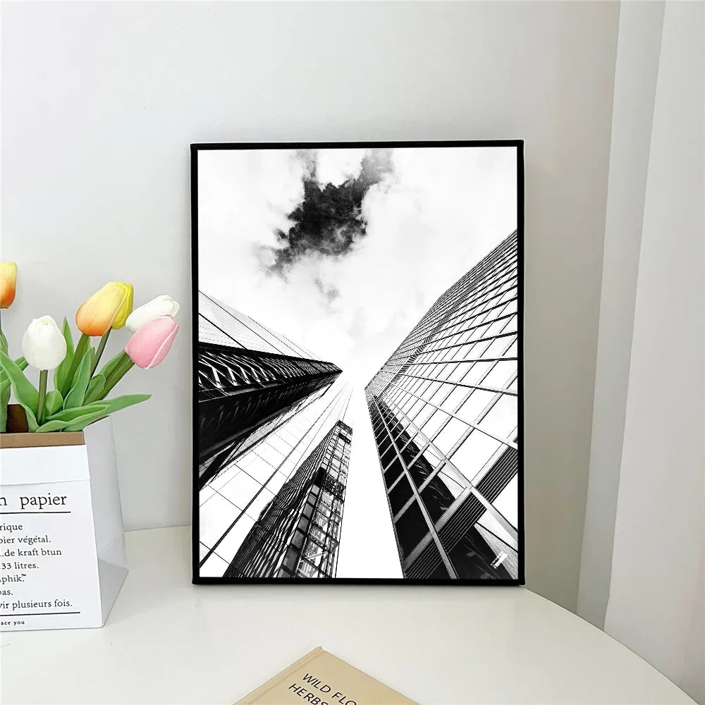 Black White Abstract Architectural Wall Art Poster