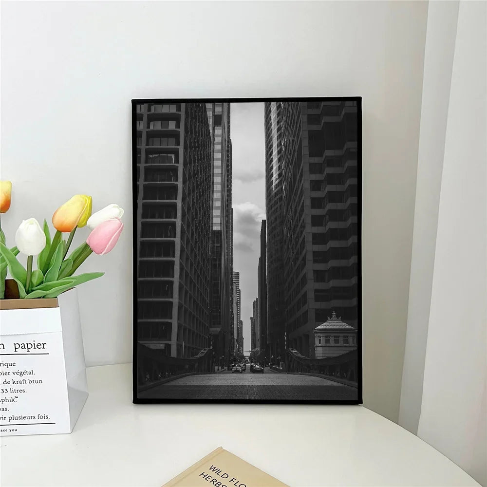 Black White Abstract Architectural Wall Art Poster
