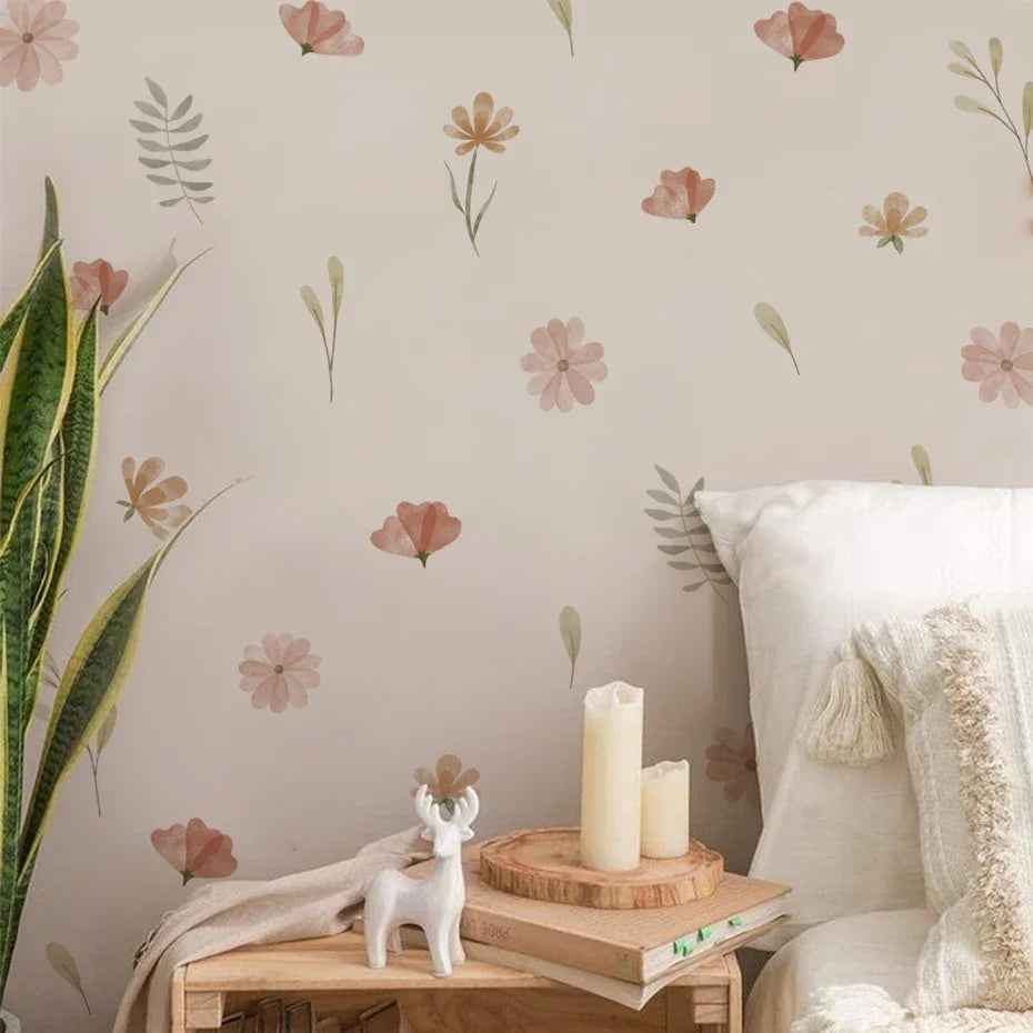 Boho Bloom Watercolor Flower Wall Decals