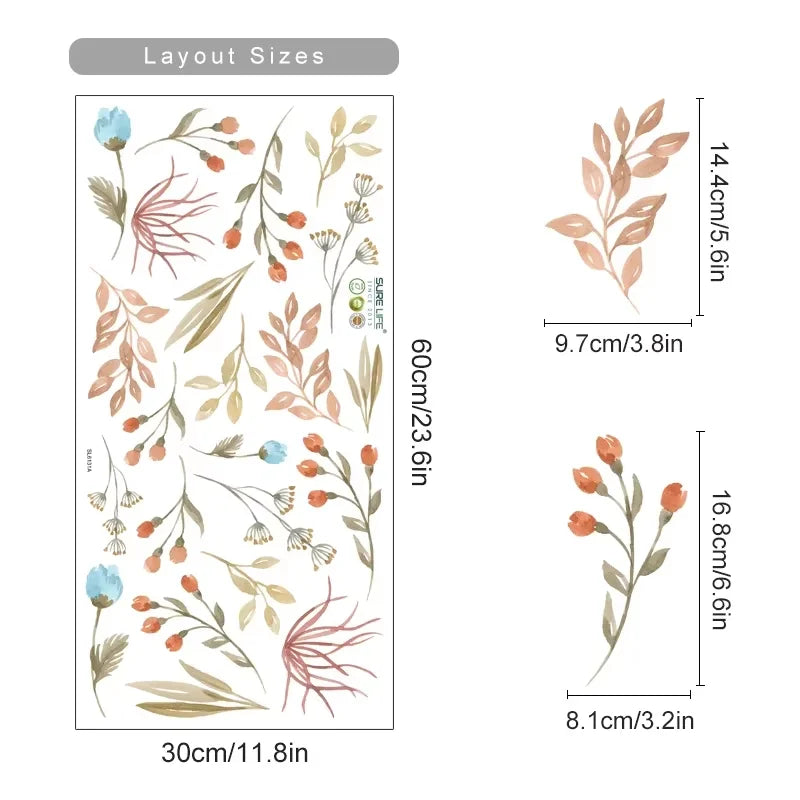 Boho Bloom Watercolor Flower Wall Decals