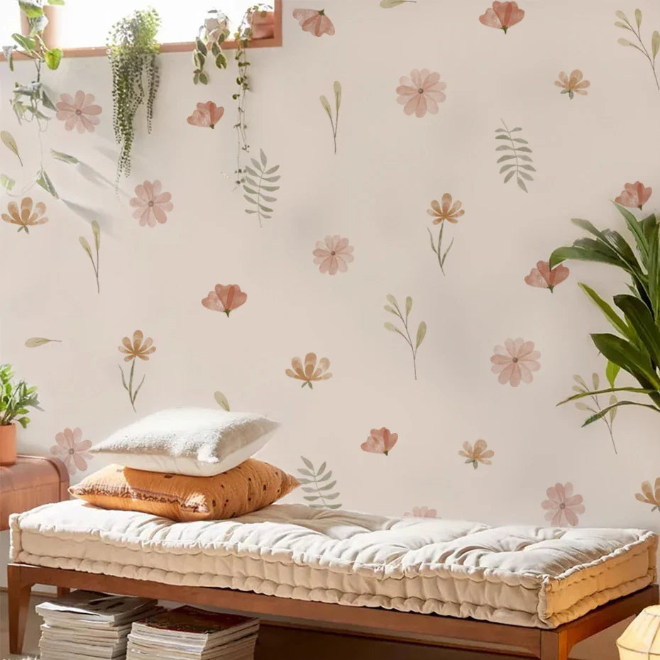 Boho Bloom Watercolor Flower Wall Decals