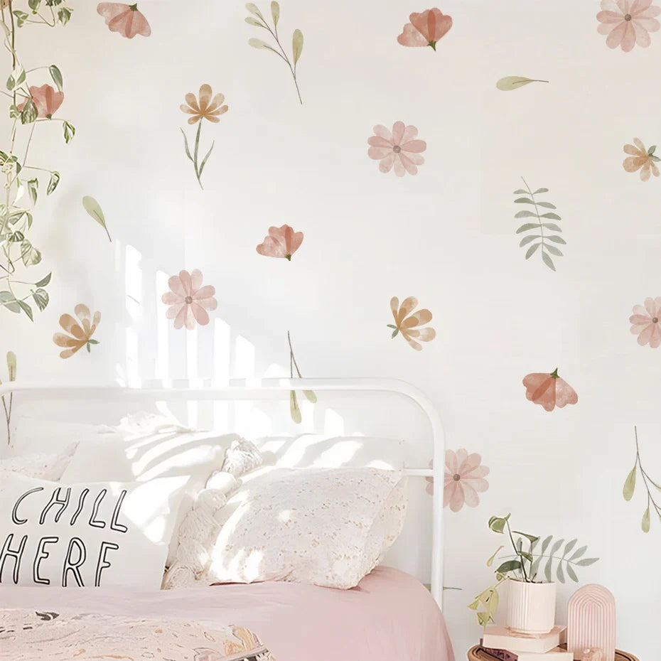 Boho Bloom Watercolor Flower Wall Decals