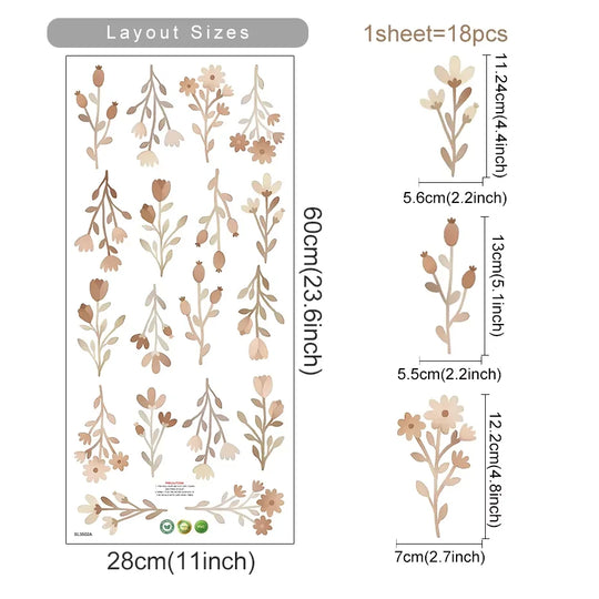 Boho Bloom Watercolor Flower Wall Decals
