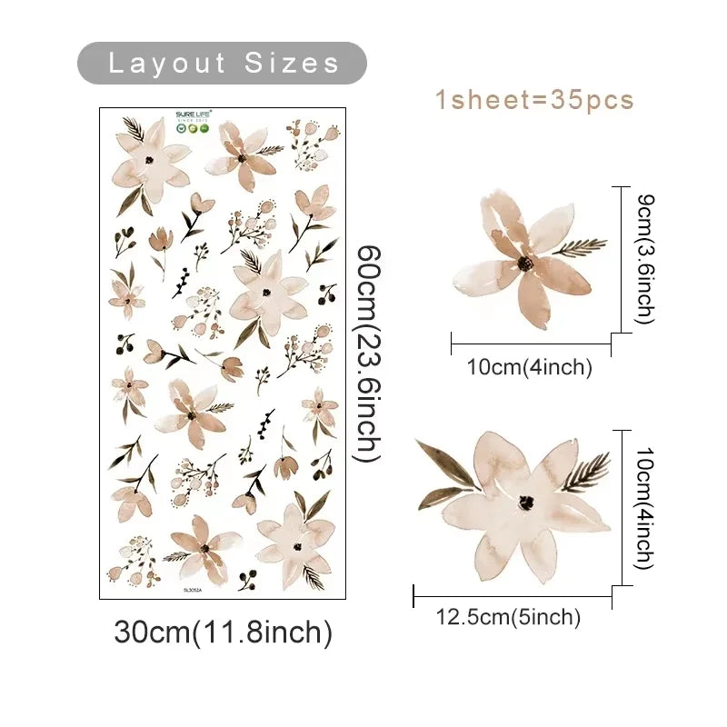 Boho Bloom Watercolor Flower Wall Decals
