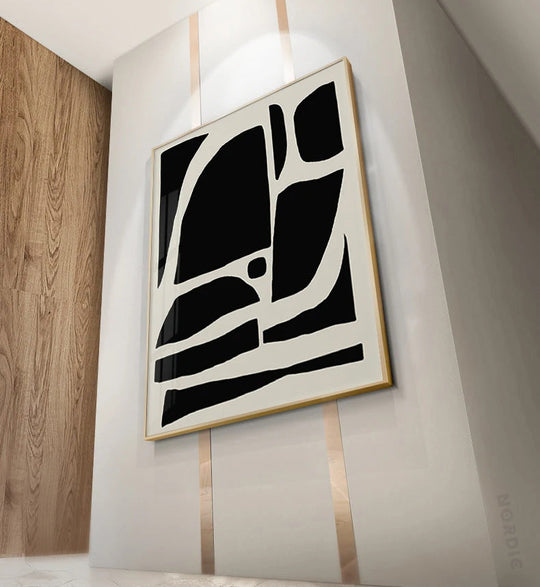 Striking Bold Abstract Minimalist Black White Canvas Wall Art Unframed