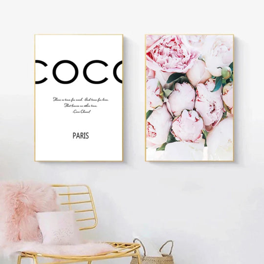 Paris Fashion Quote Floral Canvas Wall Art