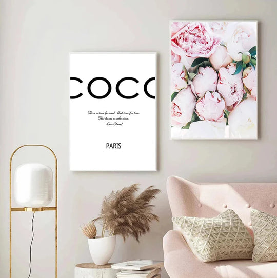 Paris Fashion Quote Floral Canvas Wall Art