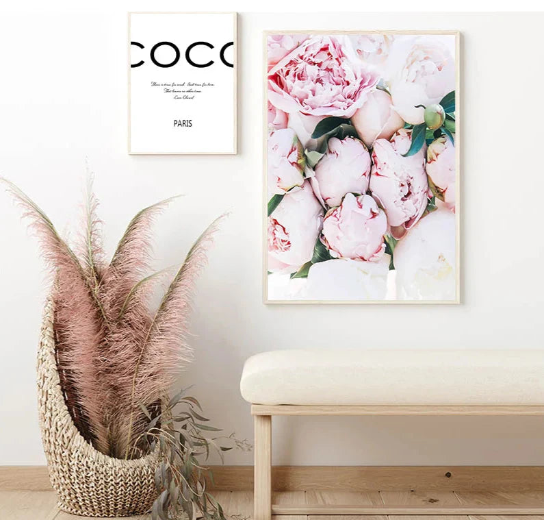 Paris Fashion Quote Floral Canvas Wall Art