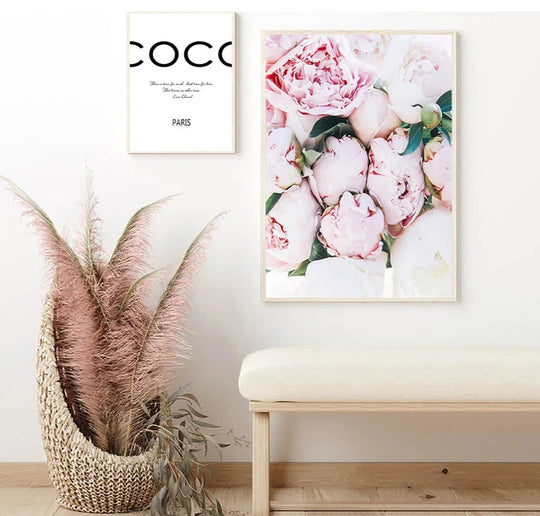 Paris Fashion Quote Floral Canvas Wall Art