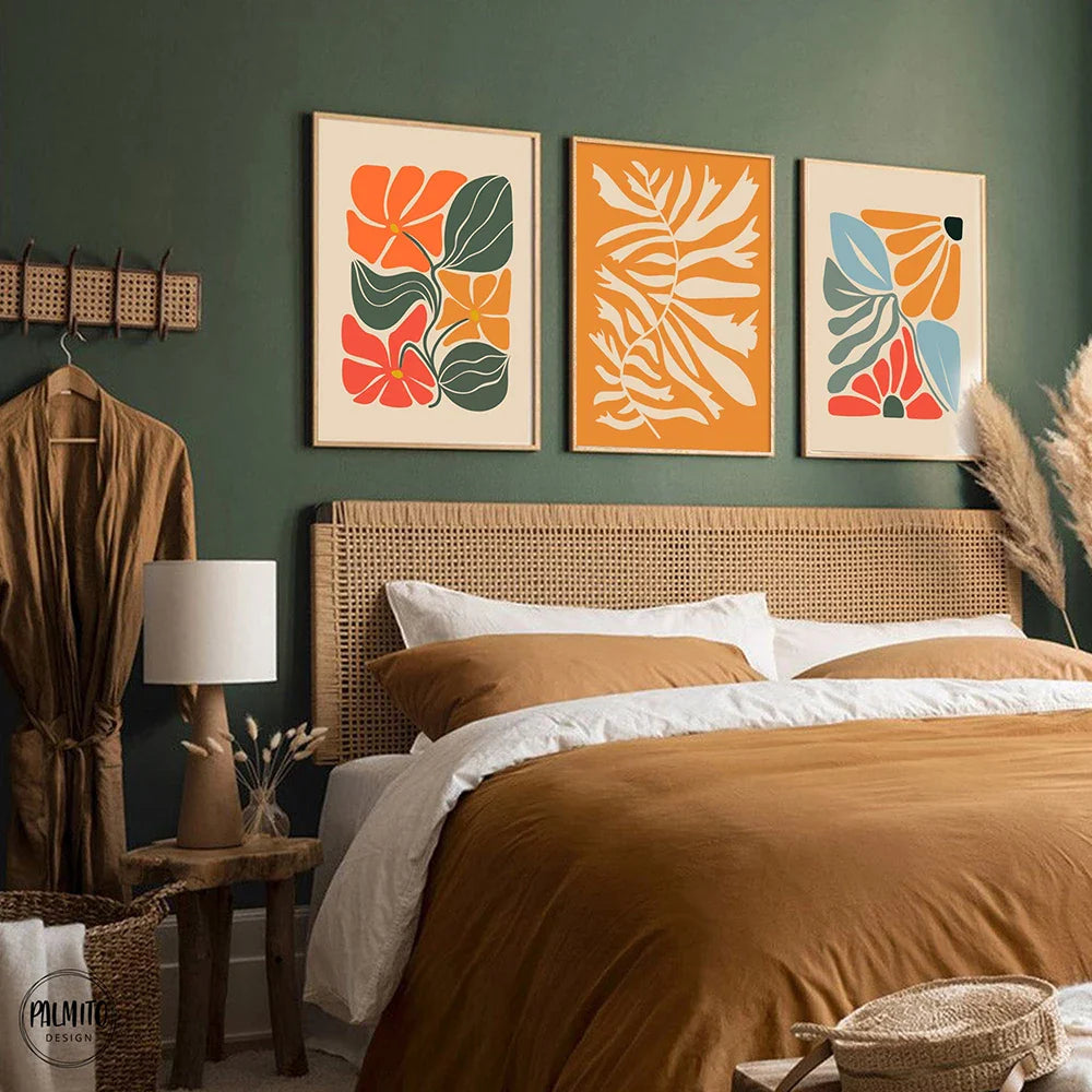 Bright Colorful Botanical Abstract Canvas Wall Art