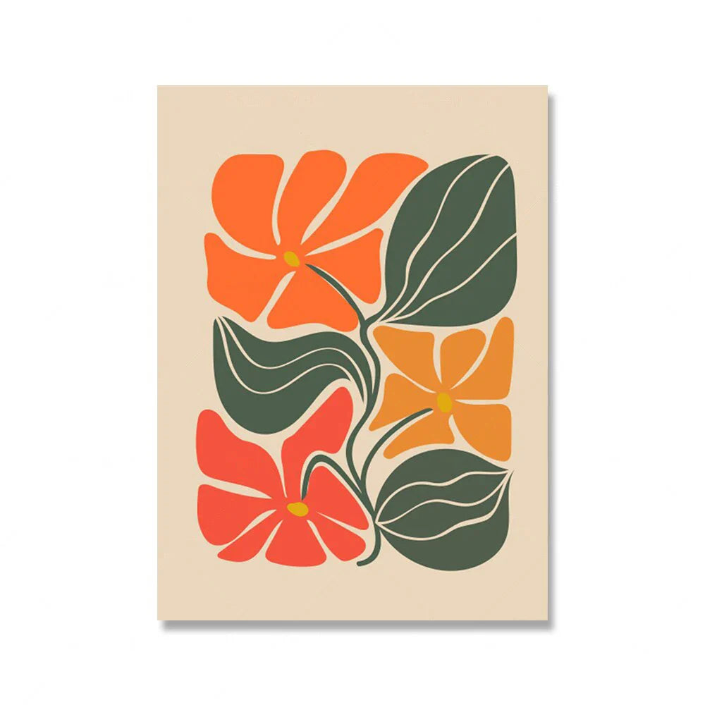 Bright Colorful Botanical Abstract Canvas Wall Art