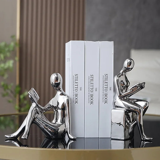 Abstract Reading Girls Ceramic Figurine Nordic Decor