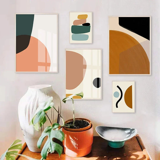 Colorful Abstract Geometric Canvas Wall Art Print