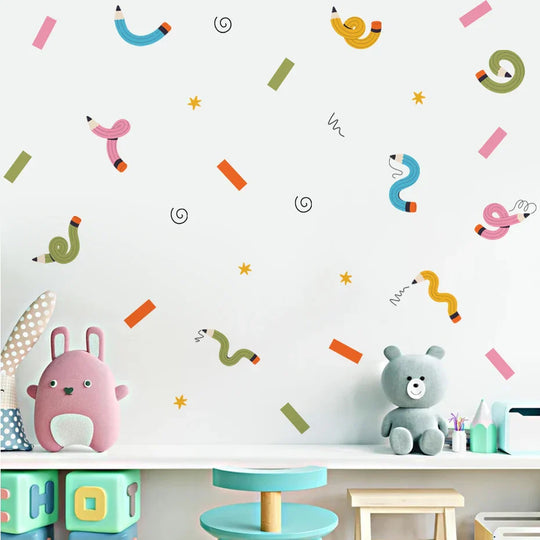 Colorful Crazy Crayons Cartoon Wall Decals For Kids Room