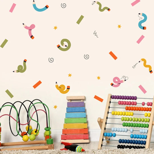Colorful Crazy Crayons Cartoon Wall Decals For Kids Room