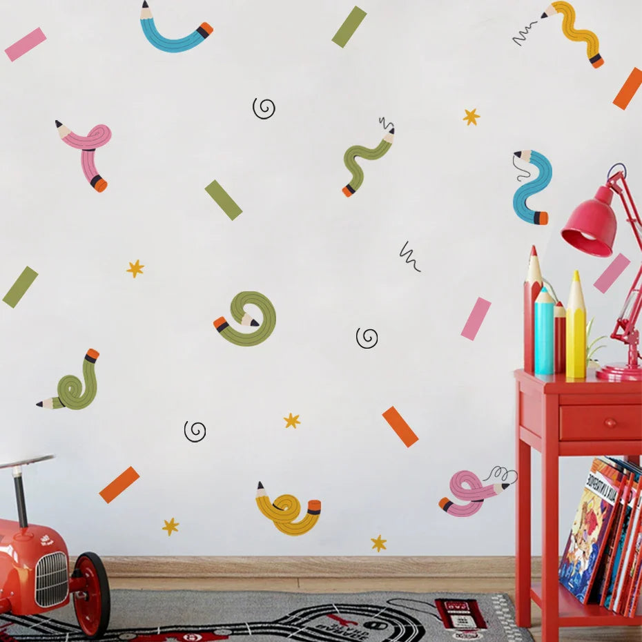 Colorful Crazy Crayons Cartoon Wall Decals For Kids Room
