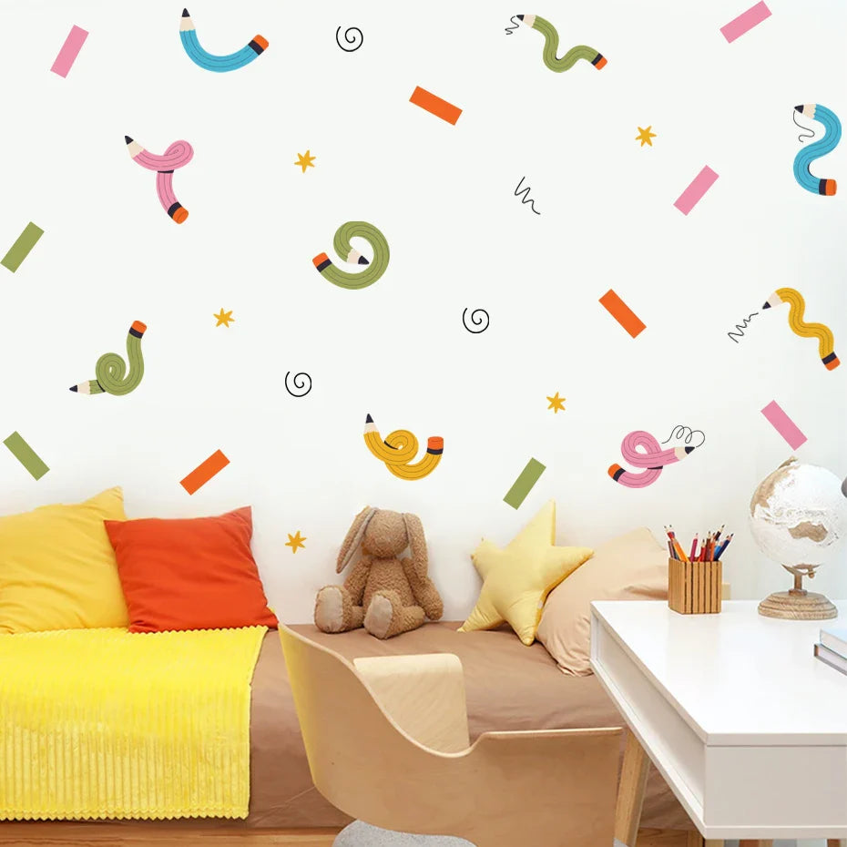 Colorful Crazy Crayons Cartoon Wall Decals For Kids Room