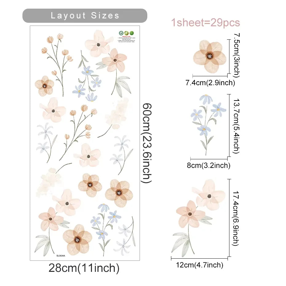 Colorful Wild Meadow Flower Wall Decals